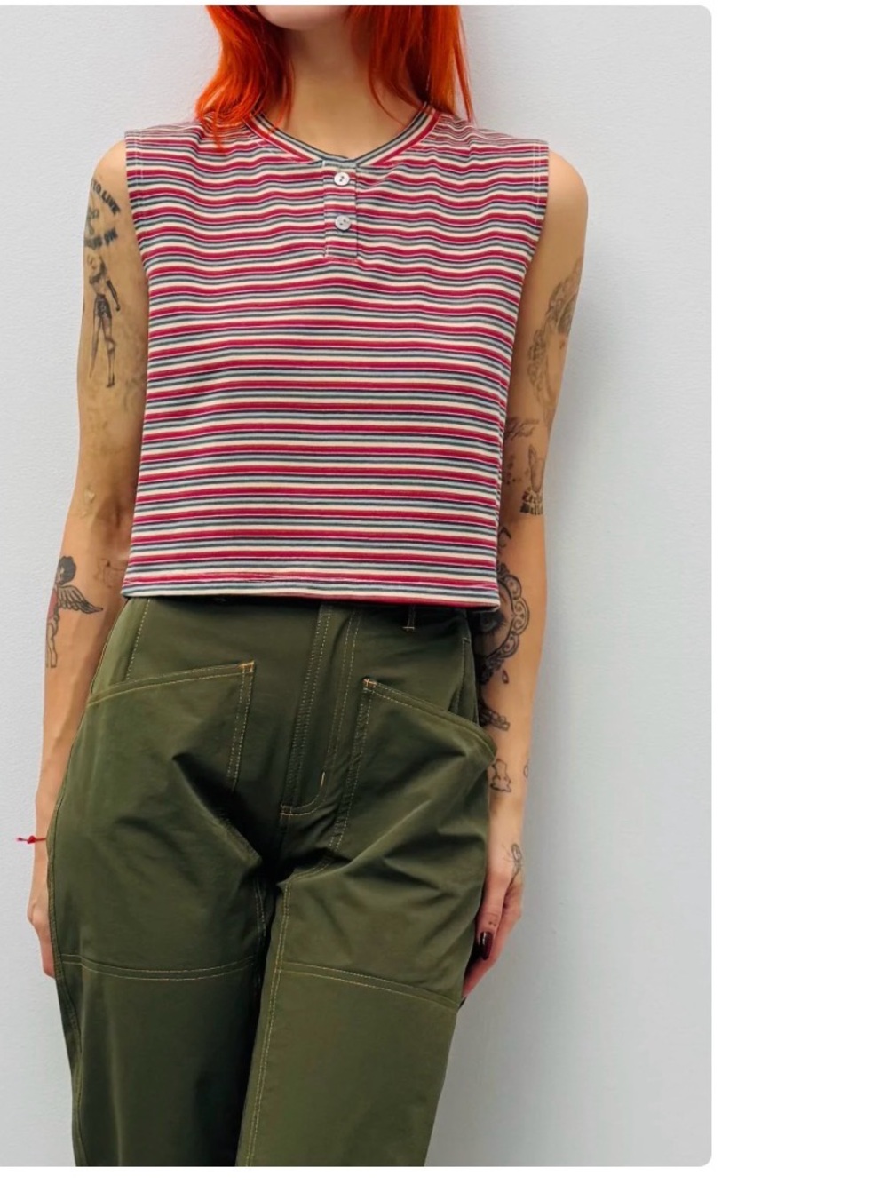 Fashion Brand Company Striped Crop Tank, size large